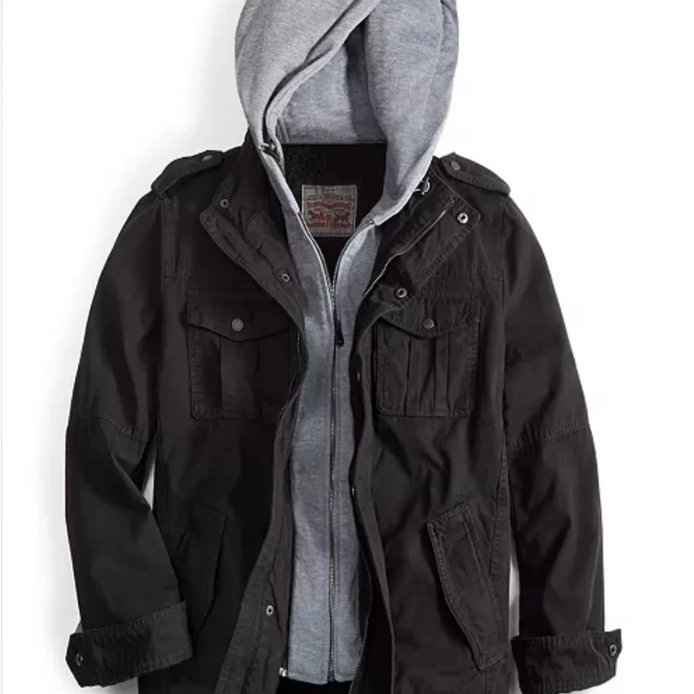 Levi's Black Jacket with Gray Hooded Liner